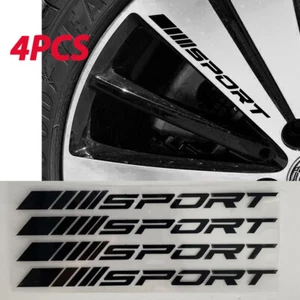 4x Decal Sticker Vinyl Universal "Sport" Mark Car Wheel Rim Reflective Black - Picture 1 of 9