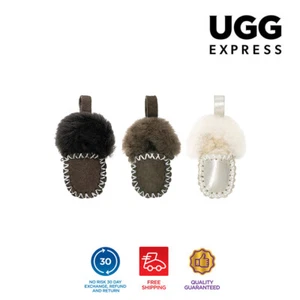EVERAU® UGG Slippers Genuine Sheepskin Wool Popo Moccasin Cute Fluffy Keyrings - Picture 1 of 54