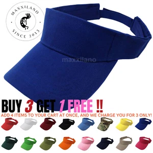 Visor Sun Hat Golf Tennis Beach Men Women Caps Adjustable Cap Solid Plain Blank - Picture 1 of 22