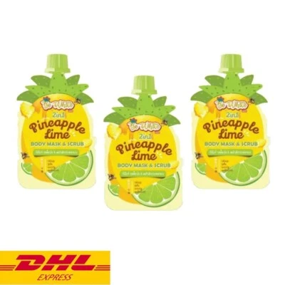 3x Be White Pineapple Lime Body Mask & Scrub Bright Smooth Skin Moisturize 500 g - Image 1 of 4