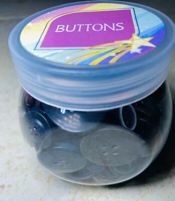 Jar of  Buttons Assorted Random Black and Brown Plastic Buttons - Image 1 of 2