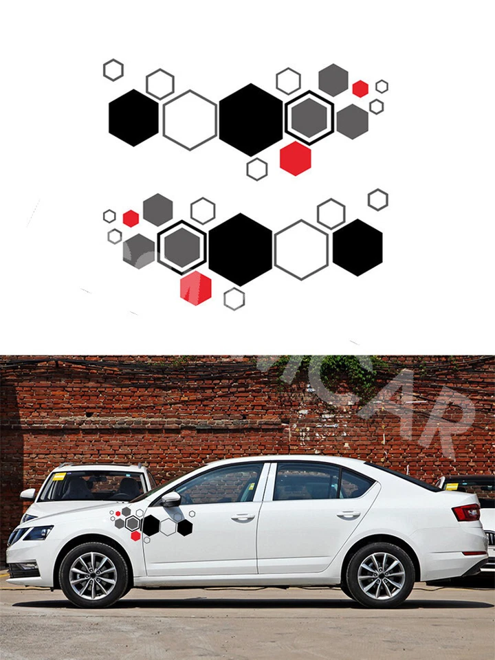 Honeycomb Pattern Sticker Waist Line Decal Decoration For Car Bumper Body Side - Image 1 of 4