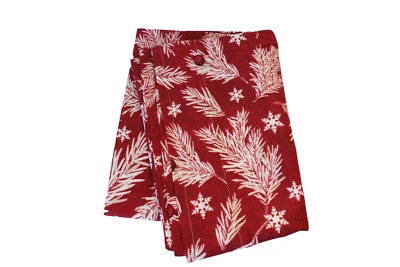 Funda de almohada de franela roja ramas agujas de pino copos de nieve blancos 20" x 31" hecha a mano Foto 1 de 4