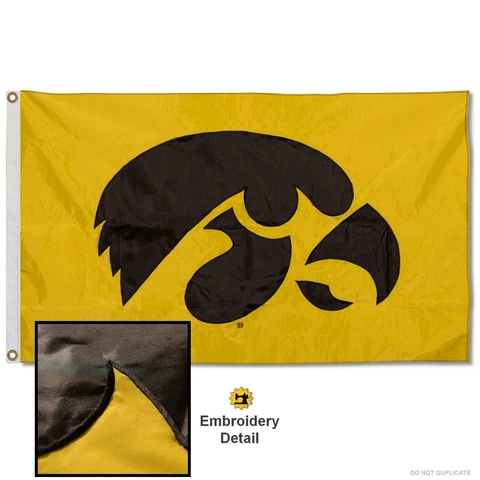 University of Iowa Embroidered and Appliqued Nylon Flag Cover