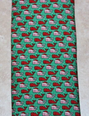 Nuevo con etiquetas Corbata verde caribe Vineyard Vines para hombre traviesa o bonita Papá Noel diablo ballena Foto 1 de 3