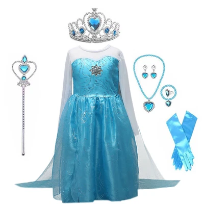 Frozen Ball Gown Princess Elsa Anna Role Up Cosplay Dresses Birthday for Girls - Image 1 of 4