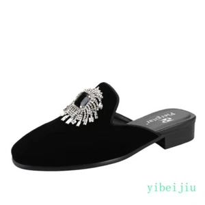 2025 Fashion Men's Show Rhinestones Slippers Mules Slides Tassel Dress Shoes Bar - Picture 1 of 6
