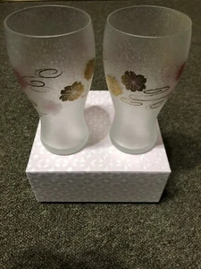 ADERIA Sakura Suimon Beer Glass Pair Set 380ml S-6300 MADE IN JAPAN - Picture 1 of 11