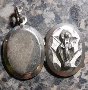 Vintage Blessed Virgin Mary Sterling Locket Medal  - Picture 1 of 17