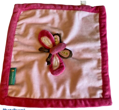 Tiddliwinks Pink Butterfly Security Blanket Lovey Raspberry Garden 12" soft - Image 1 of 4