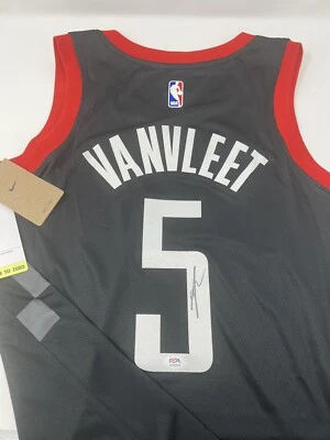 Fred VanVleet Hand Signed Autographed Houston Rockets Black Nike Jersey PSA - Image 1 of 4