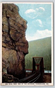 POSTCARD RAILROAD BIG ROCK WEST END OF THE NARROWS CUMBERLAND MARYLAND - Picture 1 of 2