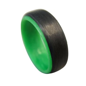 Carbon Fiber Green Glow Ring-Made in USA- sizes 4-16 - Picture 1 of 11