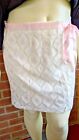 New Bows & Sequins Pink White Lace Above-The-Knee Lined Skirt 1X With Ribbon Tie