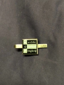 VTG Men's Playboy Bunny “Worlds Greatest Playboy” Clip Silver Square Black Grey - Picture 1 of 2