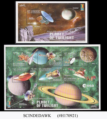 ST. VINCENT - 2000 PLANETA DEL CREPÚSCULO / ESPACIO - 4 HOJAS EN MINIATURA COMO NUEVAS Foto 1 de 2