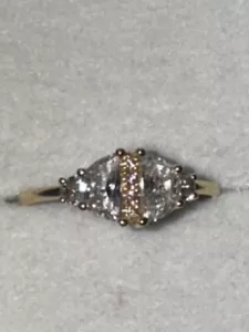 18K Yellow Gold Moon Cut Brilliant Diamond Ring .67 CT Size 6 ALL NATURAL  - Picture 1 of 12