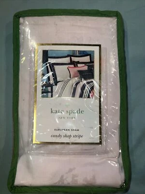 Kate Spade Candy Shop Rayas Algodón Caramelo Euro Sham Rosa Azul Marino NUEVO Foto 1 de 3