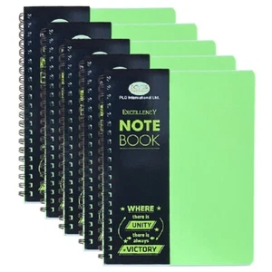 5 x A4 Wiro Poly Notebook Twin Wire 140 Pages PP Cover 68gsm Journal Ruled GREEN - Picture 1 of 9