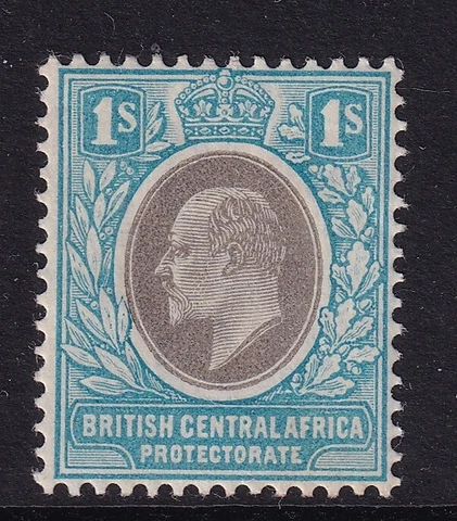 Nyasaland (British Central Africa) 1903 KEVII 1s grey+blue- SG62b-Mounted mint Cover