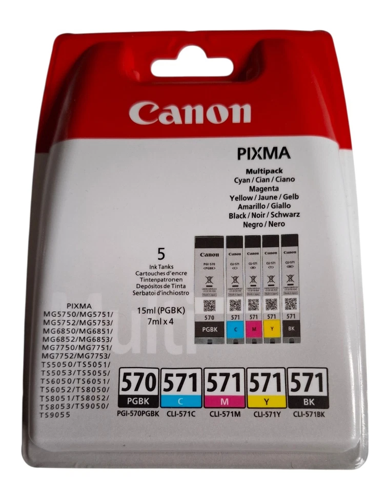 Canon Druckerpatrone PGI-570, CLI-571 Multipack, 2x schwarz, cyan, magenta, gelb - Bild 1 von 1