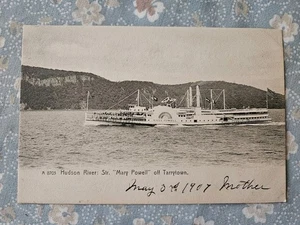 Antigua postal sin publicar 1907 Hudson River Steamer Mary Powell de Tarrytown NY - Imagen 1 de 2