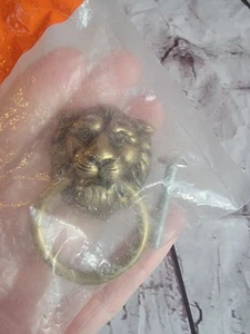 Vintage Amerock Brass Figural Lion Head Ringed Drawer Pull New - Picture 1 of 5