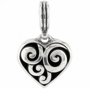 NEW Brighton Cupid's Kiss Brown Topaz Crystals & Silver Reversible Heart Charm - Picture 1 of 3