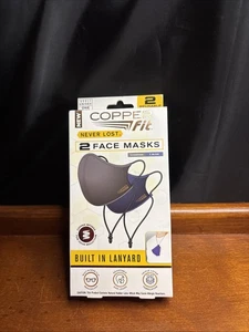 Máscaras faciales Copper Fit Never Lost con cordón 1 azul y 1 carbón/negro nuevas paquete de 2 - Imagen 1 de 5