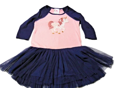 JENNA & JESSIE GIRLS UNICORN TUTU DRESS  SZ 4T  SEQUINS  PINK & BLACK - Image 1 of 4