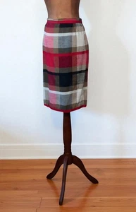 Genuine Vintage 50s Skirt Linen Summer Check Stripes Metallic zip Handmade-UK 6 - Picture 1 of 5