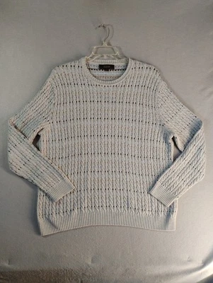 Tasso Elba Mens Sweater Large Multicolor Cotton Cable Knit Long Sleeve Pullover - Image 1 of 4