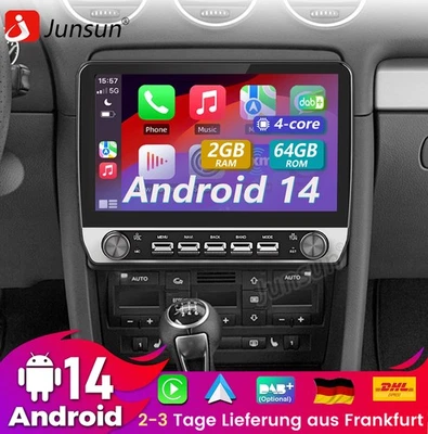 2G+64G Carplay Für Audi A4 S4 RS4 00-2009 Android 14 Autoradio GPS Navi DAB+ SWC - Bild 1 von 4