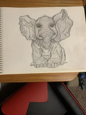 Baby Elephant Hand Drawn Nursery Decor - Image 1 of 3