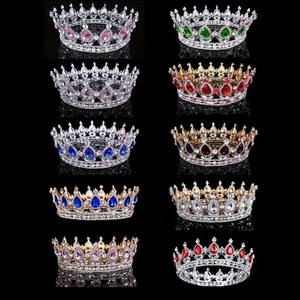 5cm Tall Princess Queen Round Crown Wedding Tiara 24 Colours 13cm Diameter Adult - Picture 1 of 38
