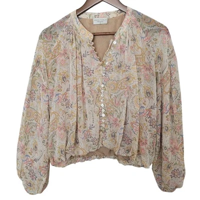 Платье форум Лос-Анджелес пейсли блузка женщин размер M с подкладкой воздушный шар рукав богемное - Изображение 1 из 4