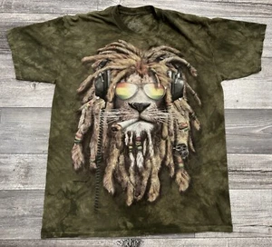 The Mountain DJ Jahman Rasta Lion Shirt Mens Large **Flaw** Green 2011 Manimals - Picture 1 of 8