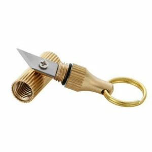 1Pcs Mini Knife Keychain Brass Key Ring Pendant Outdoor Portable Cleaver Blade - Picture 1 of 12