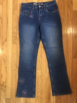 Girls’ Cruel Girl Georgia Jeans Size 16 R 28x32 Slim Low Rise Boot Flowers - Image 1 of 4