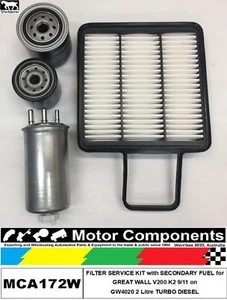 FILTER SERVICE KIT GREAT WALL V200 K2 GW4020 2L TURBO DIESEL 9/11 > Fuel Oil Air - Picture 1 of 4