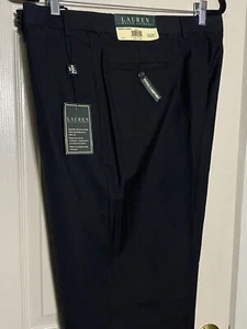 Lauren Ralph Lauren Total Comfort Men’s Black 100% Wool Cuffed Pants 40x30 NWT - Picture 1 of 4