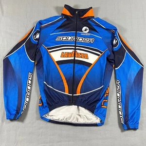 Squadra Cycling Jacket Large Blue Jersey Wind Breaker Made In USA Lavazza Coffee - Picture 1 of 13