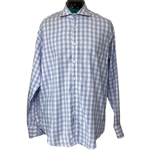 TD Thomas Dean Men's Button-Down Casual Shirt Check Pattern Cotton Size L (READ) - Picture 1 of 19