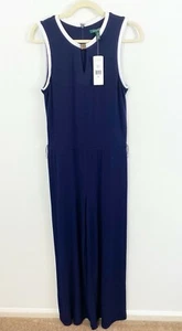 NEW Lauren Ralph Lauren Blue Sleeveless Knit Jumpsuit Size Medium Stretch - Picture 1 of 9