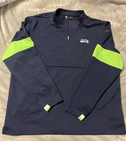 Nike Seattle Seahawks Men's Dri Fit On Field 1/4 Zip Navy Blue Pullover Size XXL Cover