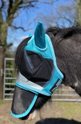 FLY MASK WITH EARS & DETACHABLE NOSE NET SHETLAND TO X FULL *FREE POSTAGE* - Image 1 of 4