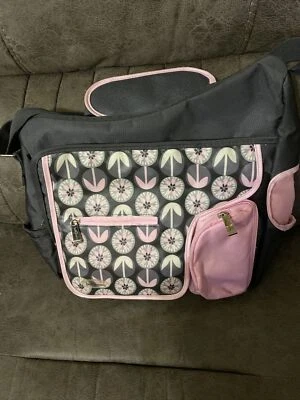 Bolso Bandolera Ajustable para Pañales Baby Boom Niñas Rosa/Gris 5 Bolsillos Foto 1 de 4