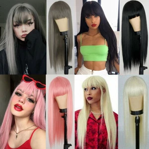 Synthetic Hair Wig Long Straight Wig for Women Wigs Cosplay with Bangs Synthetic - Picture 1 of 17