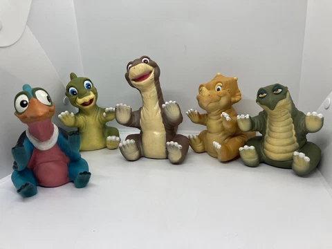 Vintage The Land Before Time Dinosaur Hand Puppets 1988 Pizza Hut Toys Lot of 5 Cover