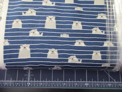 1 脂肪 25 美分全新棉质织物水獭总成灰色白色条纹海军蓝 18 x 2 — 第 1/4 张图片